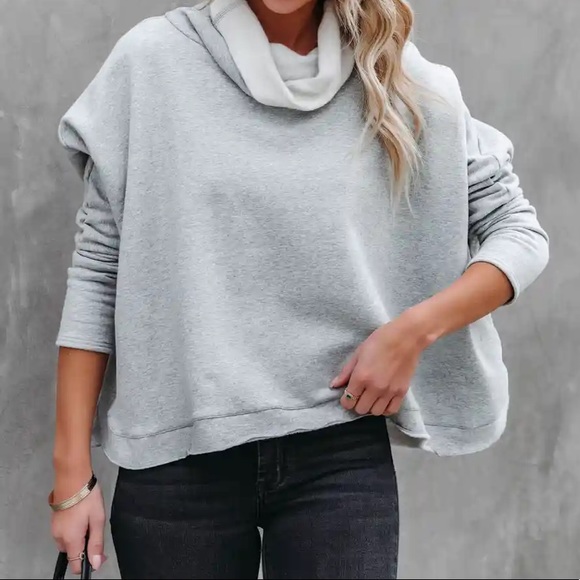 VICI - Kylie Cotton Cowl Neck Dolman Sweatshirt - Small - Heather Grey BNWT! - Picture 3 of 9